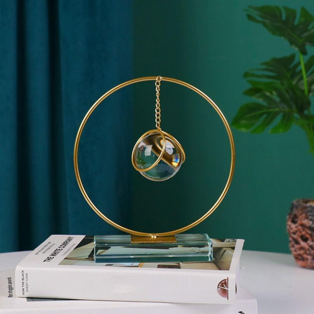 Adornos de Bola de Cristal Simples con Soporte Escultura de Bola de Cristal Abstracta Geométrica Decoración de Escritorio Soporte Accesorios de Escritorio