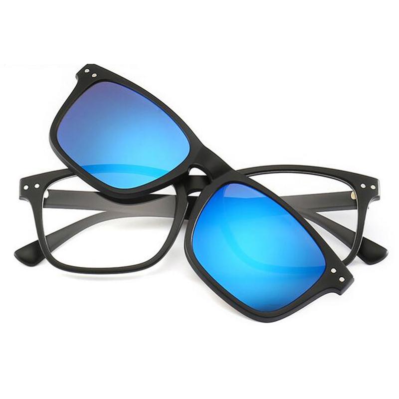 

2297 Rivets Square TR90 Frame Magnet Clip Myopia Glasses 0 -1.0 -2.0 To -6.0 ,Fashion Hyperopia Sunglasses +0.5 +1.0 +2.0 To +6 0