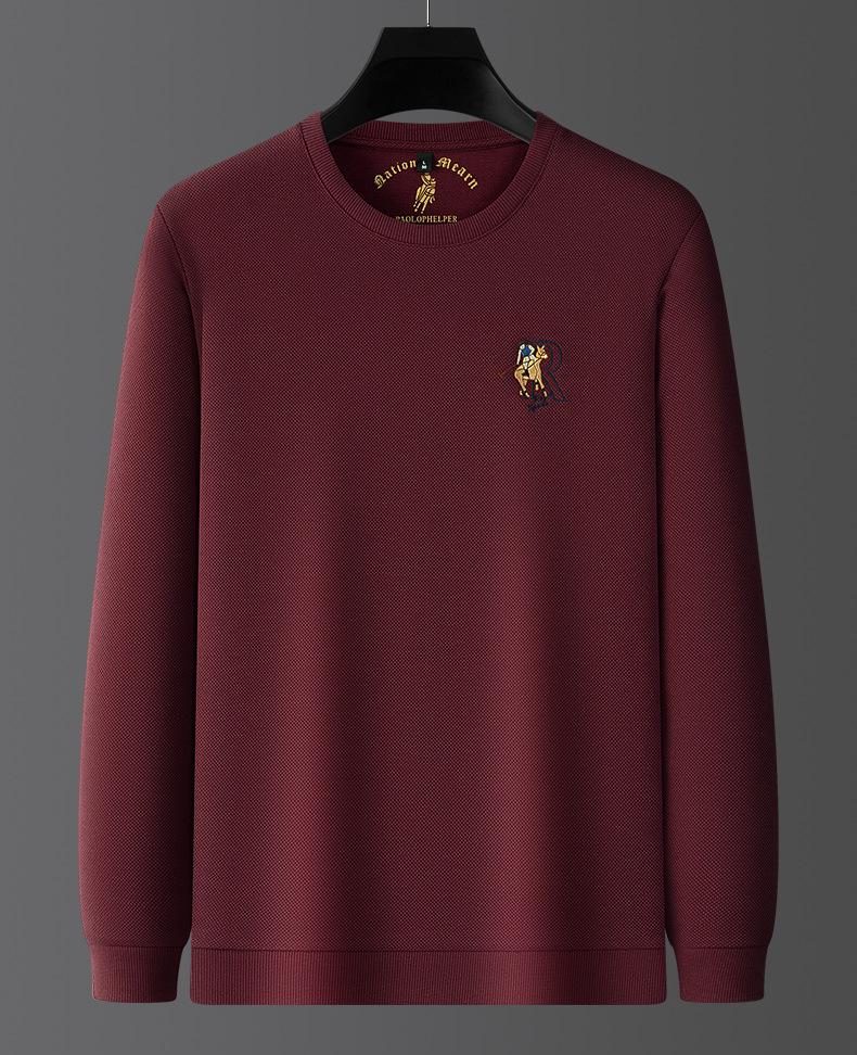 Python Dragon 2026 Autumn/Winter Men's Embroidered Waffle Round Neck Sweatshirt - Heavyweight Pullover for Middle-aged and Young