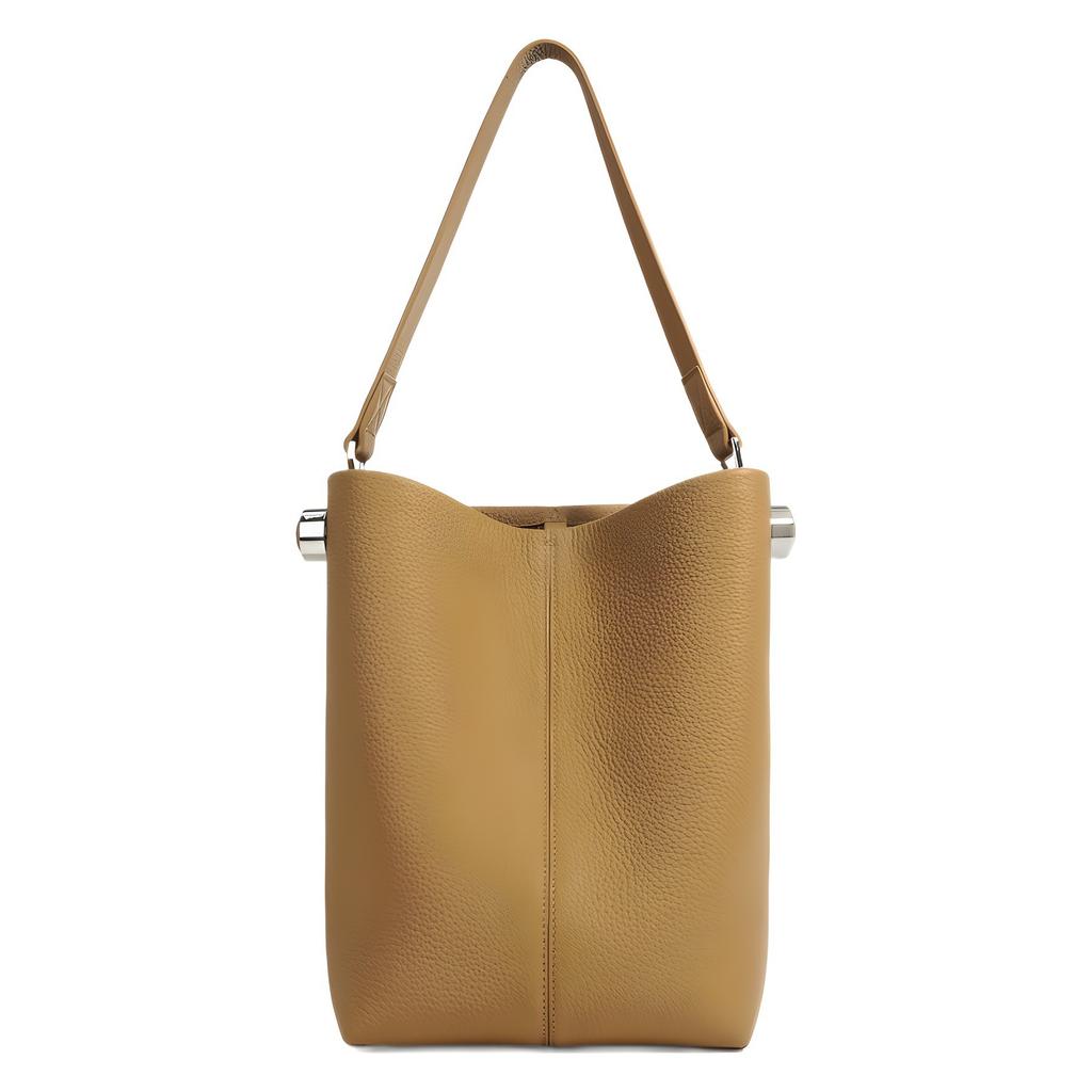 Bucket Bag Women's 2025 Simple First-layer Cowhide Tote Bag Niche Large-capacity Versatile Tablet Commuter Shoulder Bag