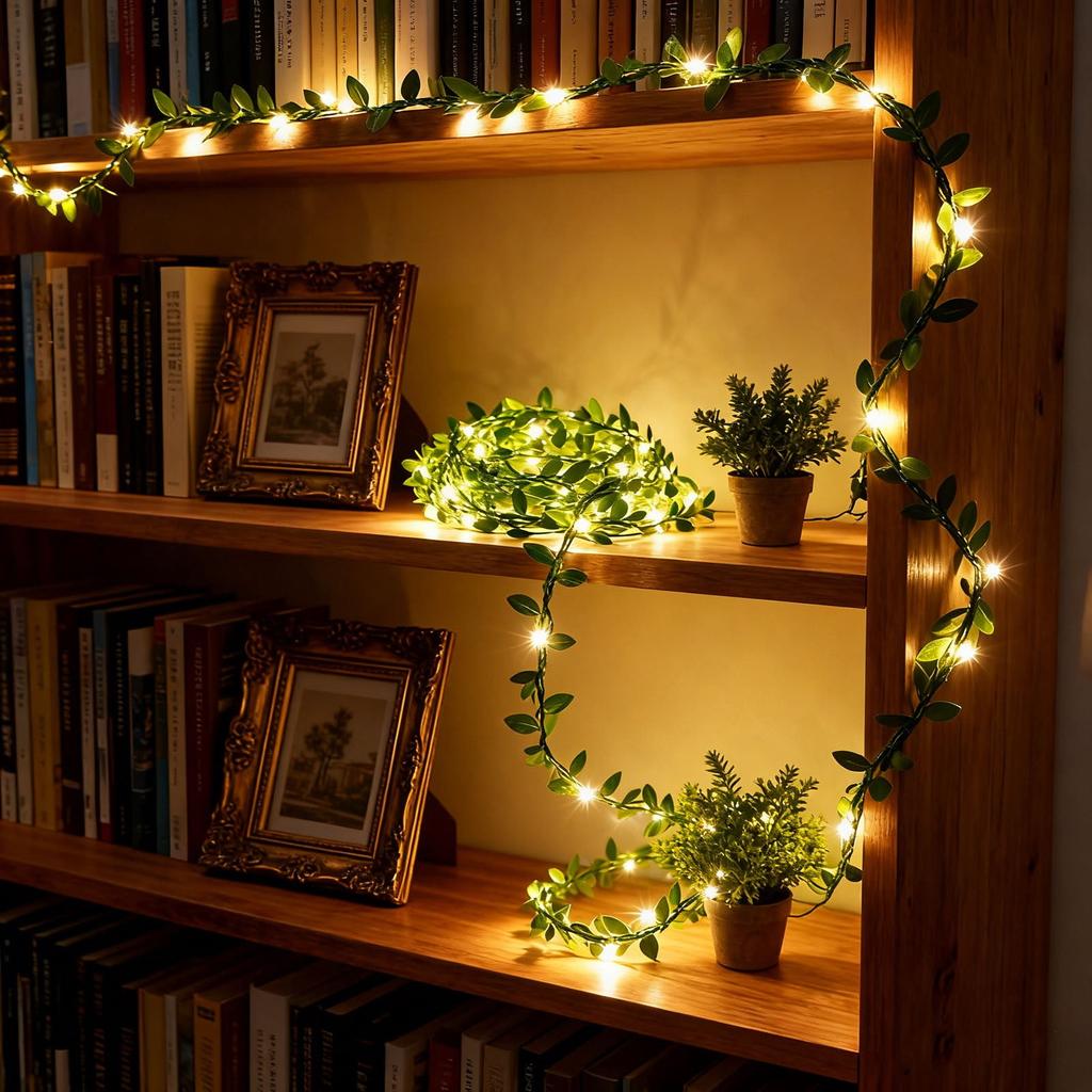 Human-shaped Green Vine String Lights With LED Lights, Battery-powered, Suitable For Walls, Desktops, Parties, Weddings, Festivals, And Decorations