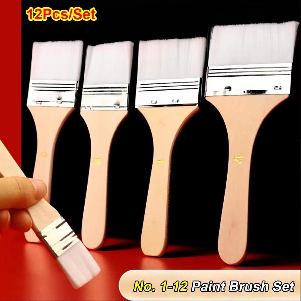 12Pcs/Set White Art Paint Brush Set Barbecue Brush  for Acrylic Oil Paint Varnishes Watercolor