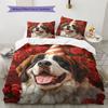 Rose Dog with Birthday Hat Pattern Bedding Quilt Set  Home Decoration  Gift (1 * duvet cover + 2 * pillowcase  without core)