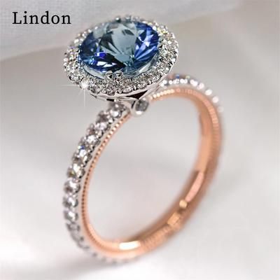 Lindon Classic Copper Alloy Zircon Ring Ladies Jewelry Wedding Promise Party Gift