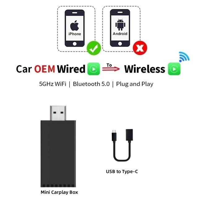 Wireless CarPlay Adapter for Apple iPhone Wired To Wireless Carplay Dongle Plug And Play USB WiFi Fast Connection Auto Car Box