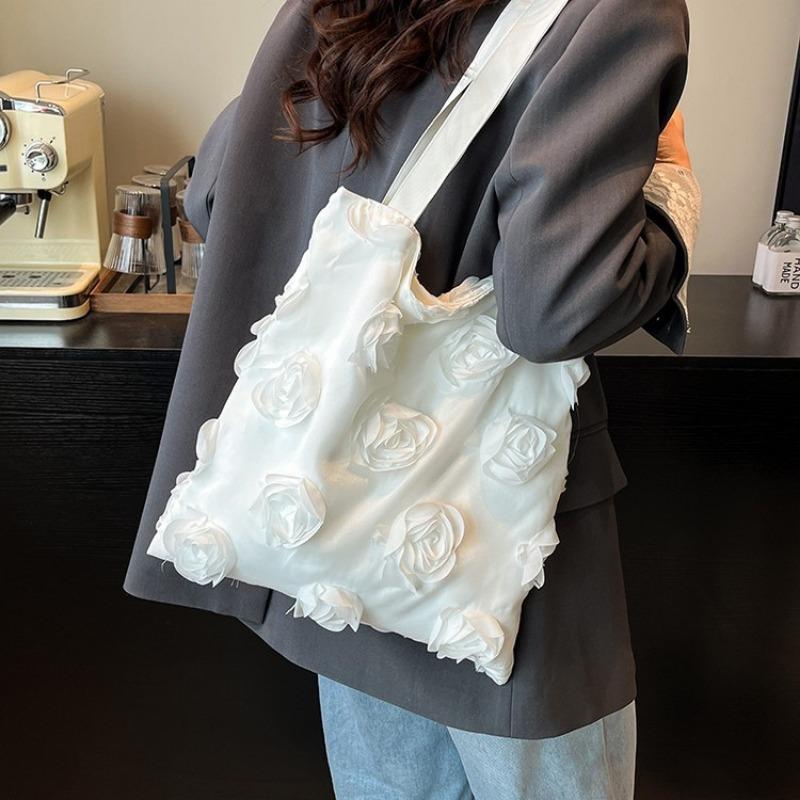 Fashion Girly Underarm Bag Women's New Large-capacity Three-dimensional Flower Shoulder Tote Bag