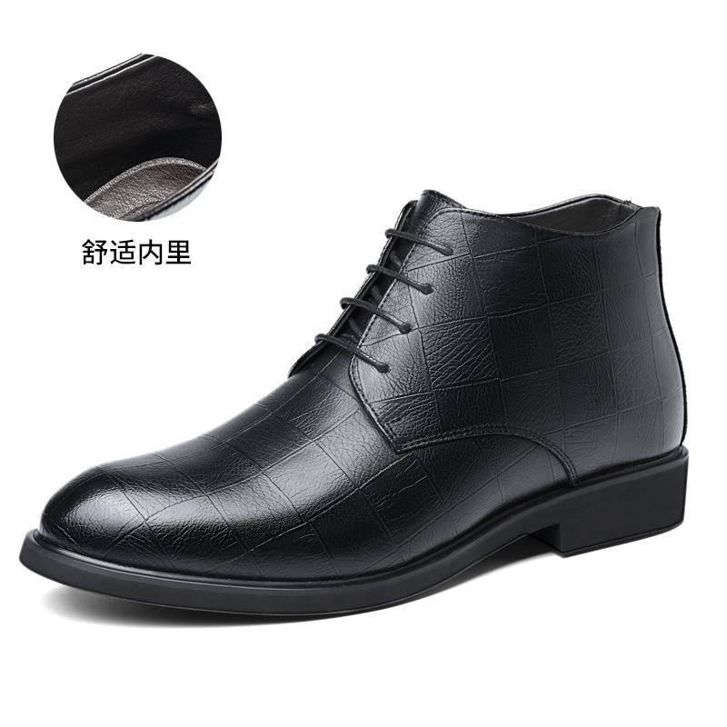 

Men s cotton shoes winter velvet warm dress cotton leather shoes men s shoes British high-top leather shoes men 2025 38