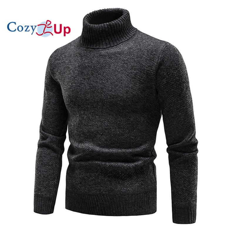 Cozy Up Men's Autumn and Winter Solid Thickened and Padded High-Collar Sweater