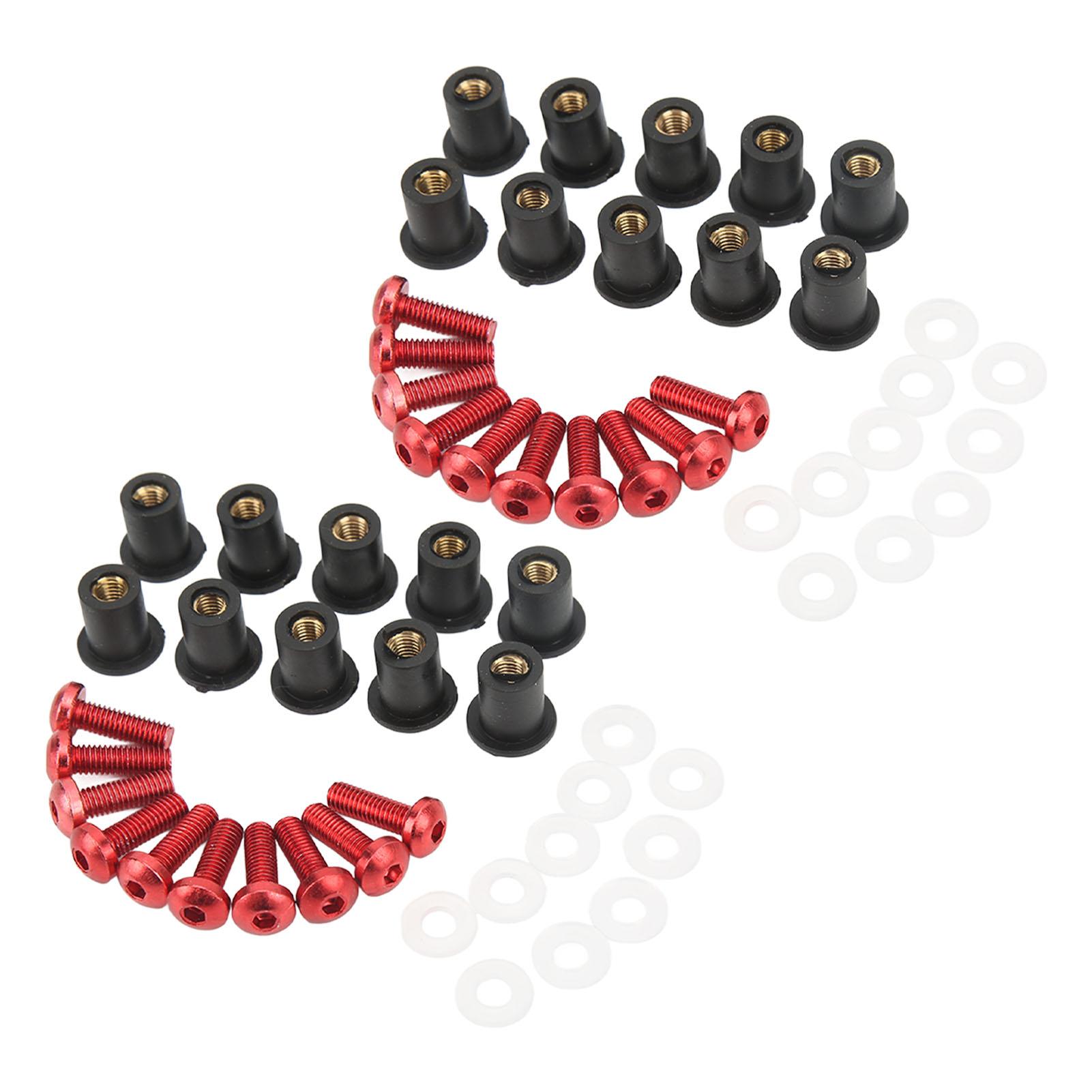 

M5 Motorcycle Windshield Bolts Nuts Gaskets Set Aluminum Alloy Rubber Replacement for Suzuki Black красный