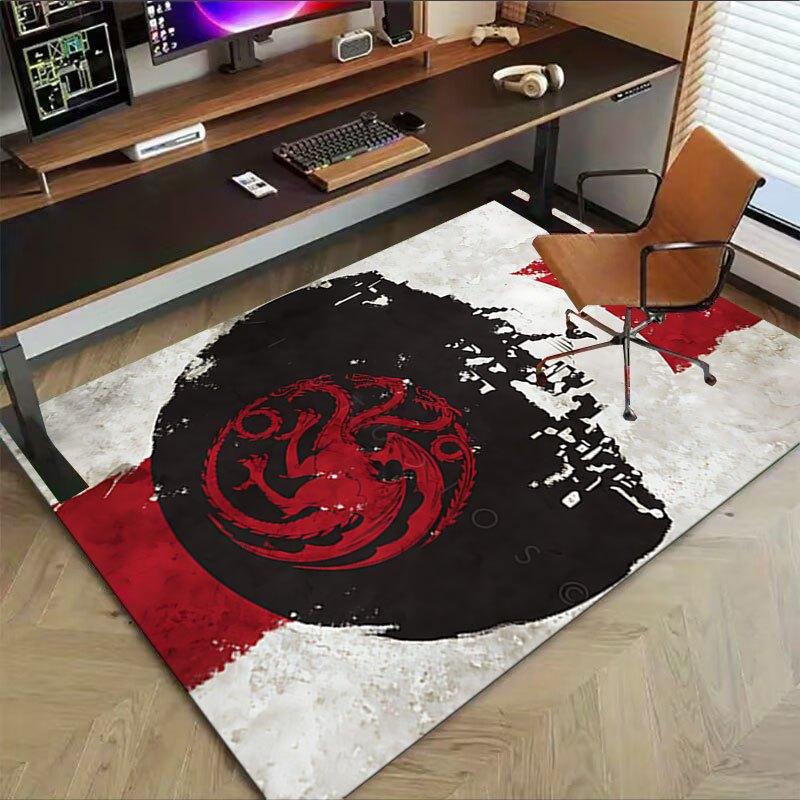 1pc Fire and Blood Office Carpet Chair Mats, Home Decor Mat | Fantasy Theme Mat | Durable Mat, Dragon DecorB04
