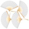 Ibasenice Mini Folding Fans, Set of 4, Foldable Handheld Paper Fans, Plain White, Lightweight and Compact, 9.8 Inch, Perfect for Doll Photography