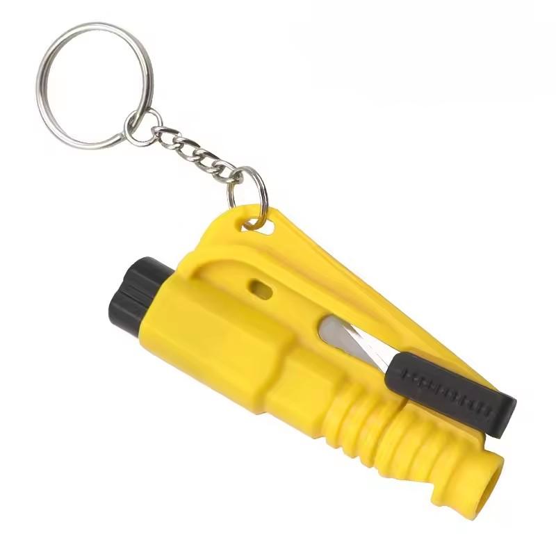 Mobidea 3-in-1 Car Safety Hammer - Window Breaker + Seatbelt Cutter Portable Keychain Auto Emergency Tool Multi-Color