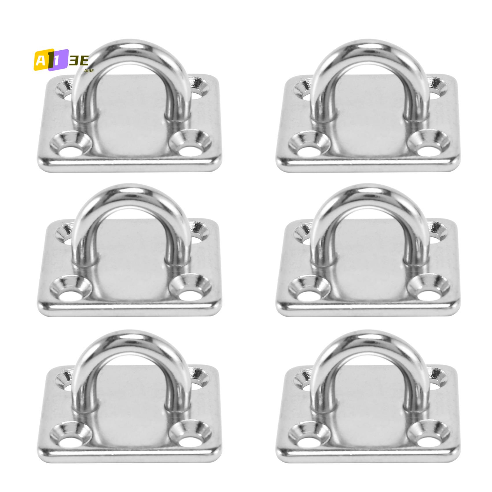 A03E-304 Stainless Steel 5Mm Thick Ring Square Sail Shade Pad Eye Plate Boat Rigging 6Pcs