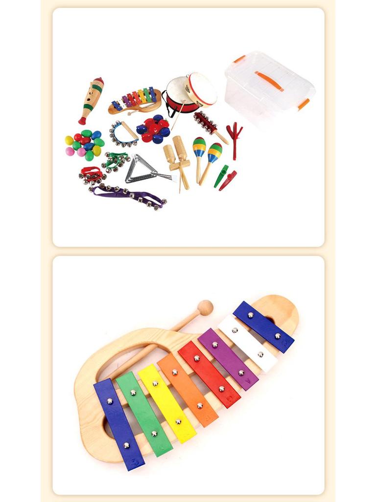 27-Piece Orff Percussion Set for Kindergarten – Includes Maracas, Claves, and Children's Music Class Aids