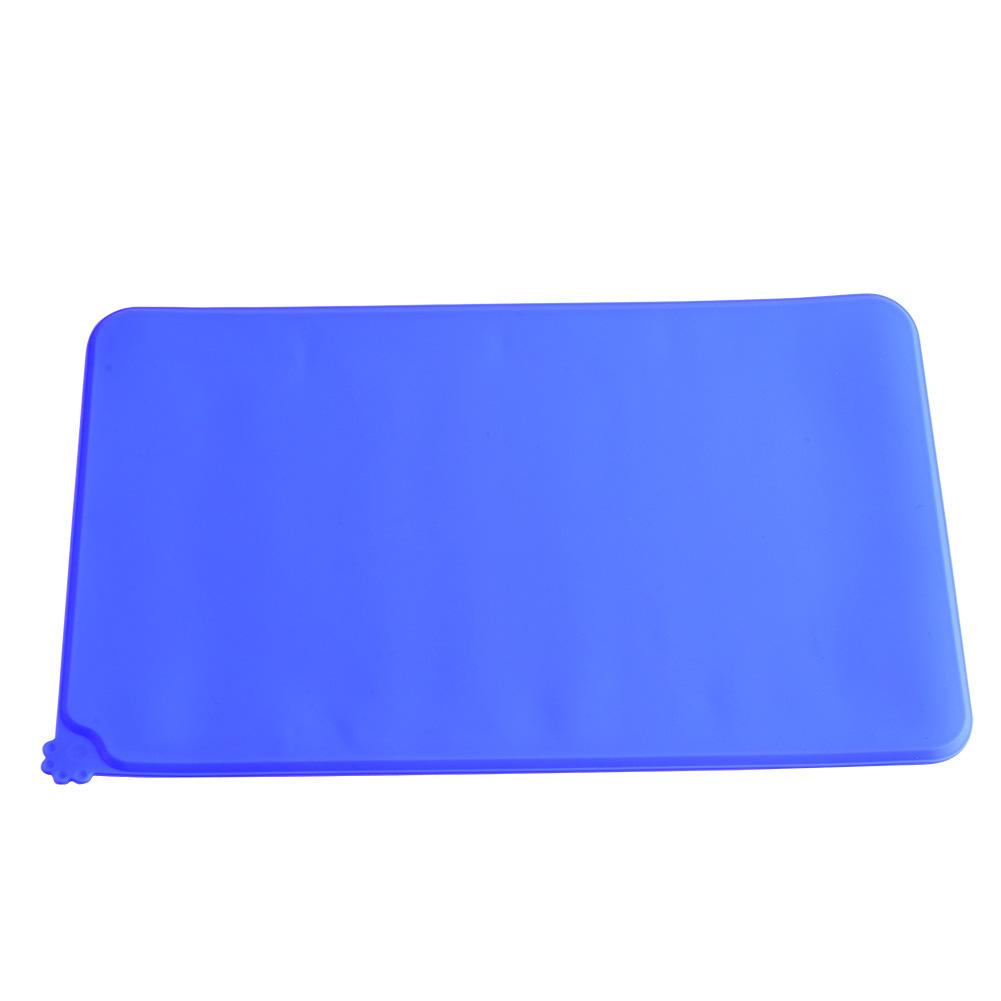 Pet Cat Feeding Mat Square Silicone Quick Dry Dish Bowl Feed Food Water Placemat (Blue)