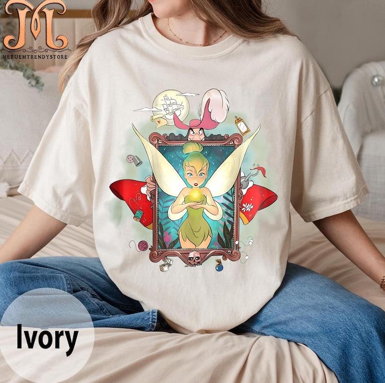 Vintage 90s Tinker Bell Cartoon Printed TShirt Peter Pan Fairy Magical Unisex Shortsleeved Retro Street Tops Clothing S