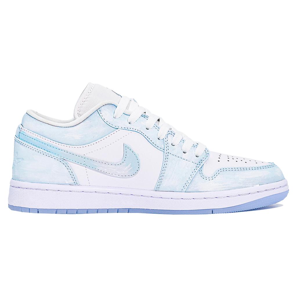 Jordan Air Jordan 1 Abrasion Resistant Low Top Vintage Basketball Shoes Unisex White Blue Gray Green DC0774-105(Team1483-GBAG)