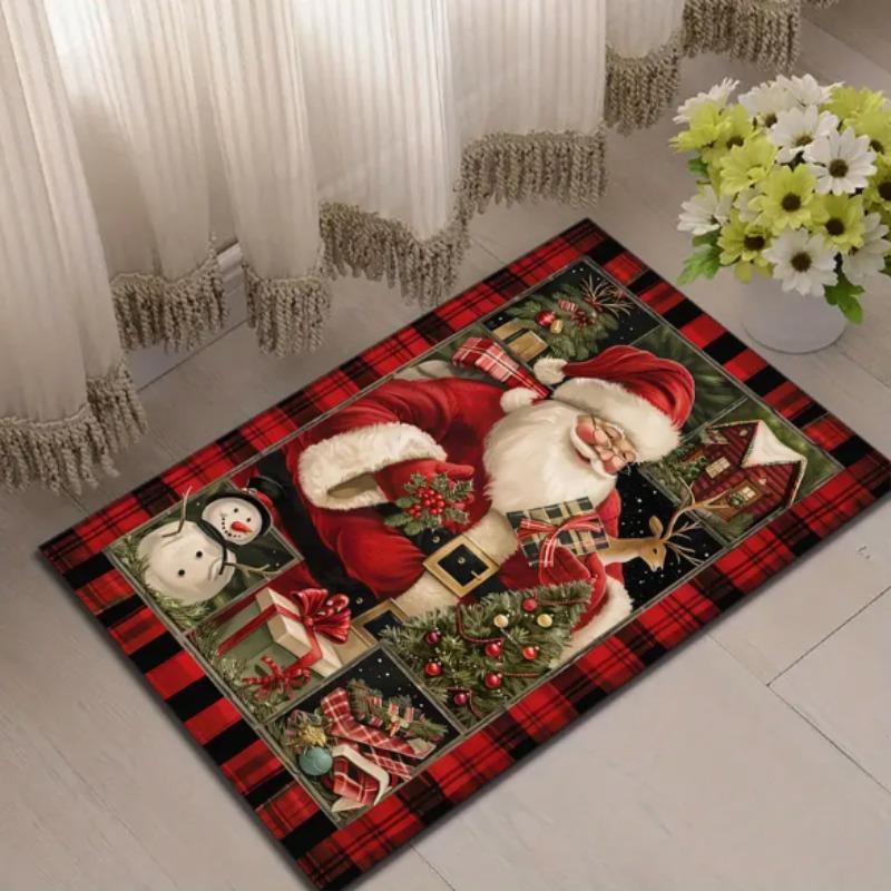 Świąteczny Czerwony Wzór Ciężarówki Świętego Mikołaja Dywanik Pod Drzwi Dywanik Dywanik Dywan do Salonu Dekoracja Świąteczna Pokój Wystrój Domu