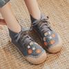 Damesko Håndlagde Vintage Broderte Ballerinaer Ankelstøvletter Sko Høy Topp Snøring Canvas Sneakers Lin Casual Fritid Espadriller