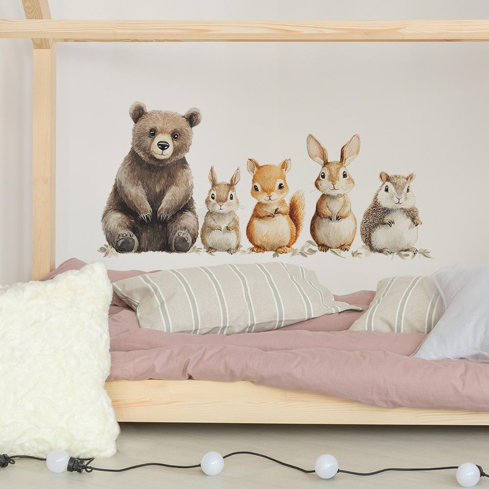 Cartoon Animal Set Self Adhesive Wall Sticker for Bedroom Living Room Entryway Decor