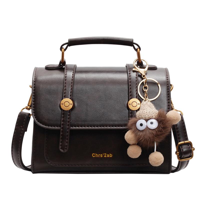 

Модная ручная переноска, маленькая квадратная сумка, женская трендовая сумка высокого класса через плечо, зимняя ретро-повседневная 18*8*13 кофейный