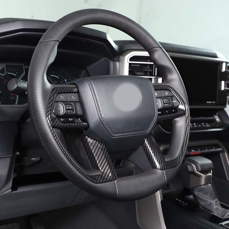 For Toyota Tundra 22-23 For Toyota Sequoia 22- ABS Carbon Fiber Car Steering Wheel Frame Cover Trim Stickers Car Accessories