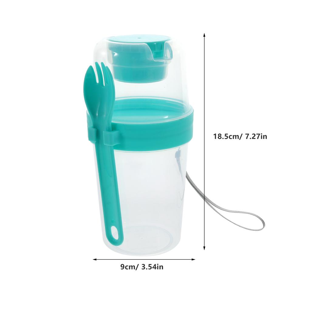 1 set 1 Set Portable Double Layer Overnight Oats Cup Airtight Leakproof Salad Container Large Capacity Meal Prep Jar Pp Material