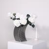 Silber Geometrische Keramikvase Gestreifte Treppe Blumenvase Florale Accessoires Blumentopf Heimdekorationszubehör Vasen