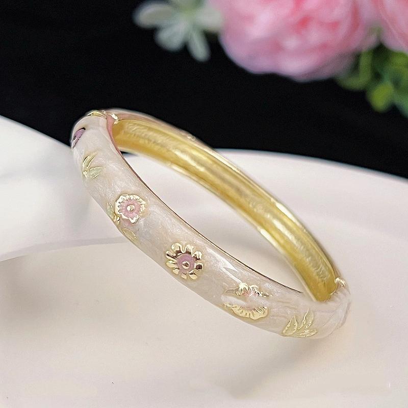 Vintage Bracelet For Women Small Flower Ethnic Style Cloisonne Bangles Women'S Elegant Jewelry Gifts