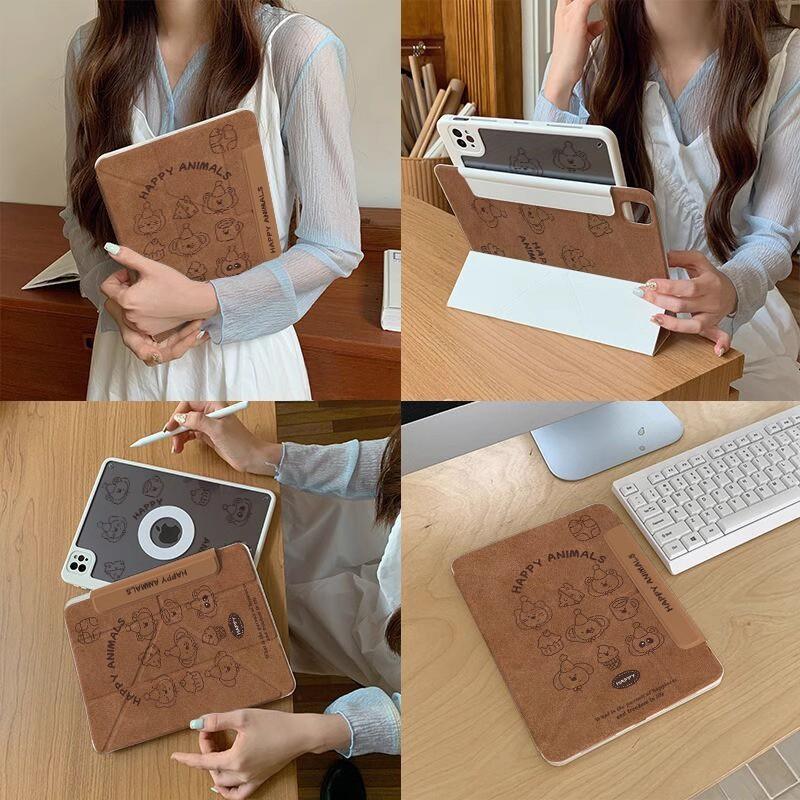 IPad Pro 11 Case Mini 7 Magnetic Detachable Acrylic Protective Cover 3-Fold Stand Anti-Scratch Shockproof