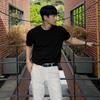 Men's Retro Loose-Fit Ice Silk Knit T-shirt - Short-Sleeve, Round Neck, Korean Style