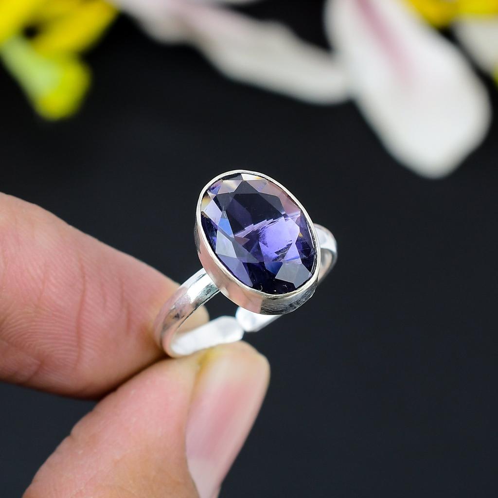 Amethyst Gemstone Handmade 925 Sterling Silver Jewelry Ring Size 6.5 KG-352