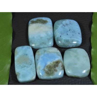 22-29MM Natural Larimar Pectolite Mix Cabochon Loose Gemstone 5 Pcs Lot A-408