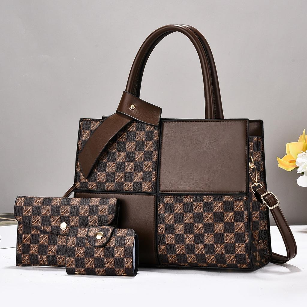 Set Nou din Trei Piese cu Contrast de Culoare prin Îmbinare, Geantă cu Nivel Ridicat de Aspect, Geantă de Mână All-in-one, Geantă de Umăr Fashion Crossbody