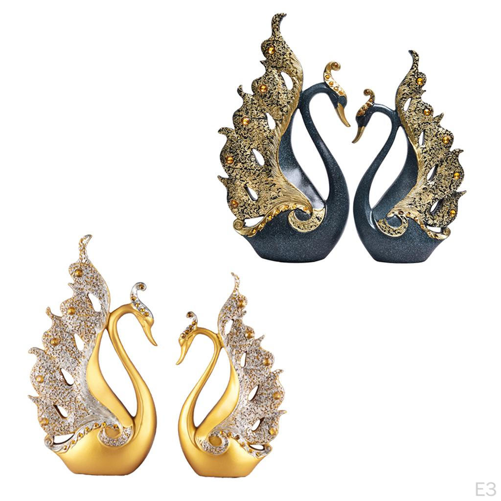 1 Pair Decorative Swan Ornaments Wedding Valentine Gift Office Decor