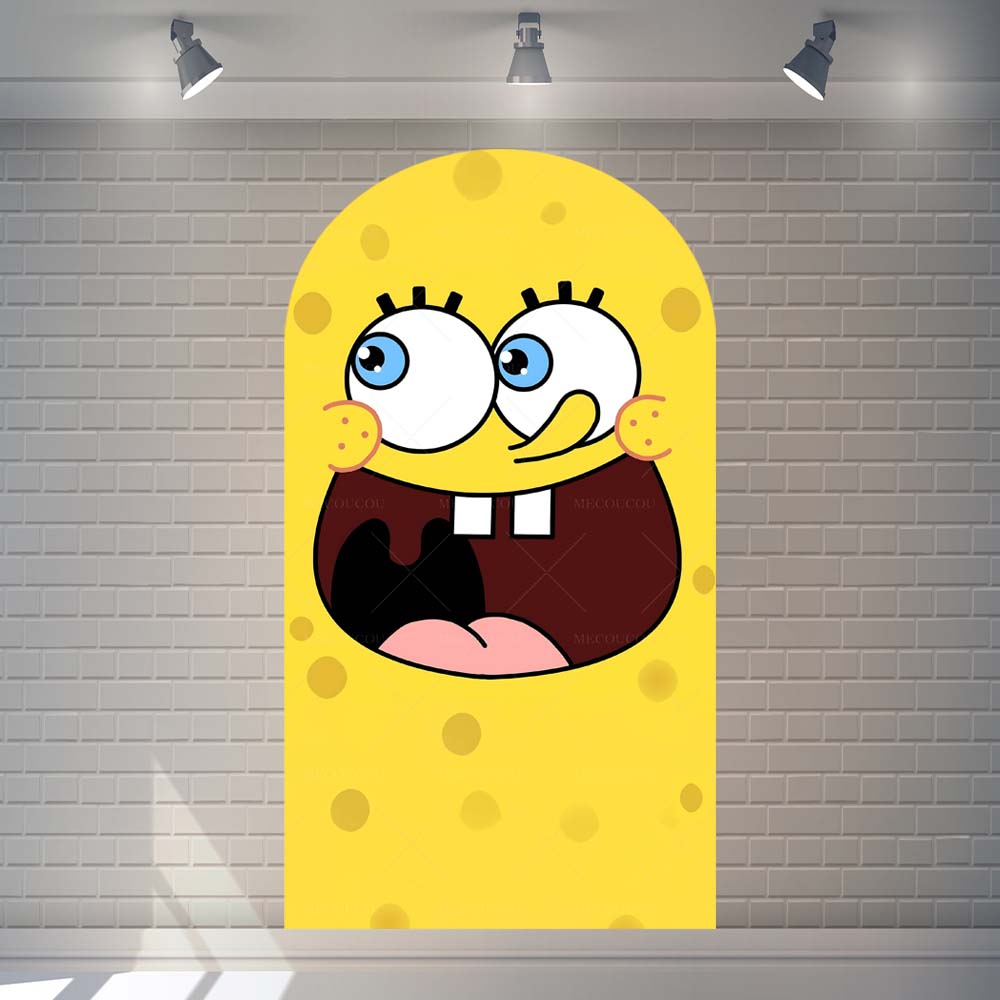 Cartoon Sponge Themed Photography Backdrop For Kids Baby Photo Shoot Studio Props Wall Cloth Decoration
