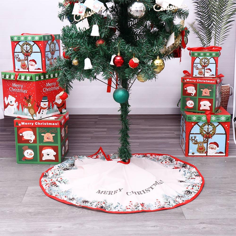 Reuseable 1 Pcs Flannelette DIY New Year Elk Party Supplies Floor Mat Cover Christmas Tree Skirt Xmas Decor Christmas Carpet