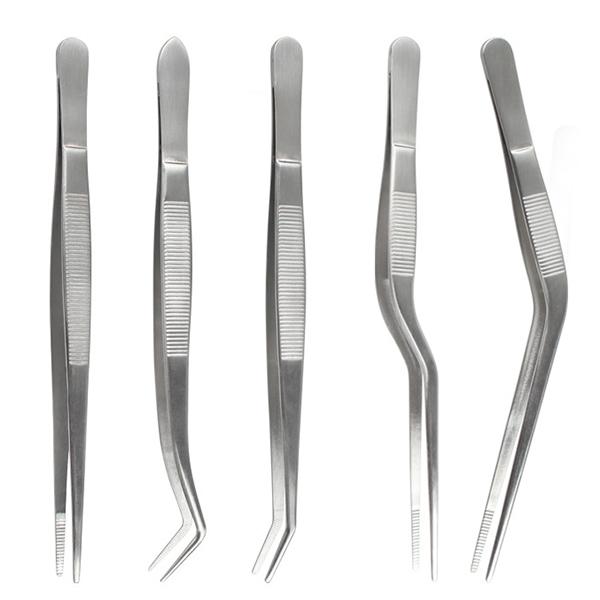 

5 шт. Кухонные кулинарные пинцеты для сервировки с зубчатыми кончиками, 6,3-дюймовый набор щипцов из нержавеющей стали для приготовления пищи, выпечки, украшения торта серебряный