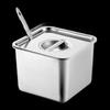 Stainless Steel Square Condiment Jar with Lid