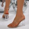 Fashion Summer Women Sandals PVC Jelly Slippers Open Toe High Heels Women Transparent Perspex Shoes Outdoor Luxury Heel Clear Sandals