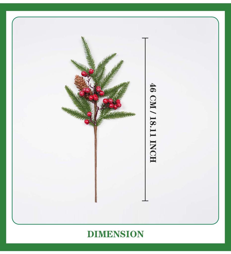 1PC Artificial Plants Pine Needles Leaves with Pinecones and Red Berries Christmas Decoration Home Table Party Decor