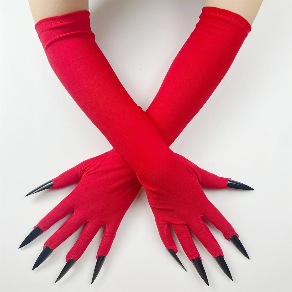 Halloween Gloves Full Finger Long Fingernails Costume Accessories Spooky Skull Claw Gloves Long Nails