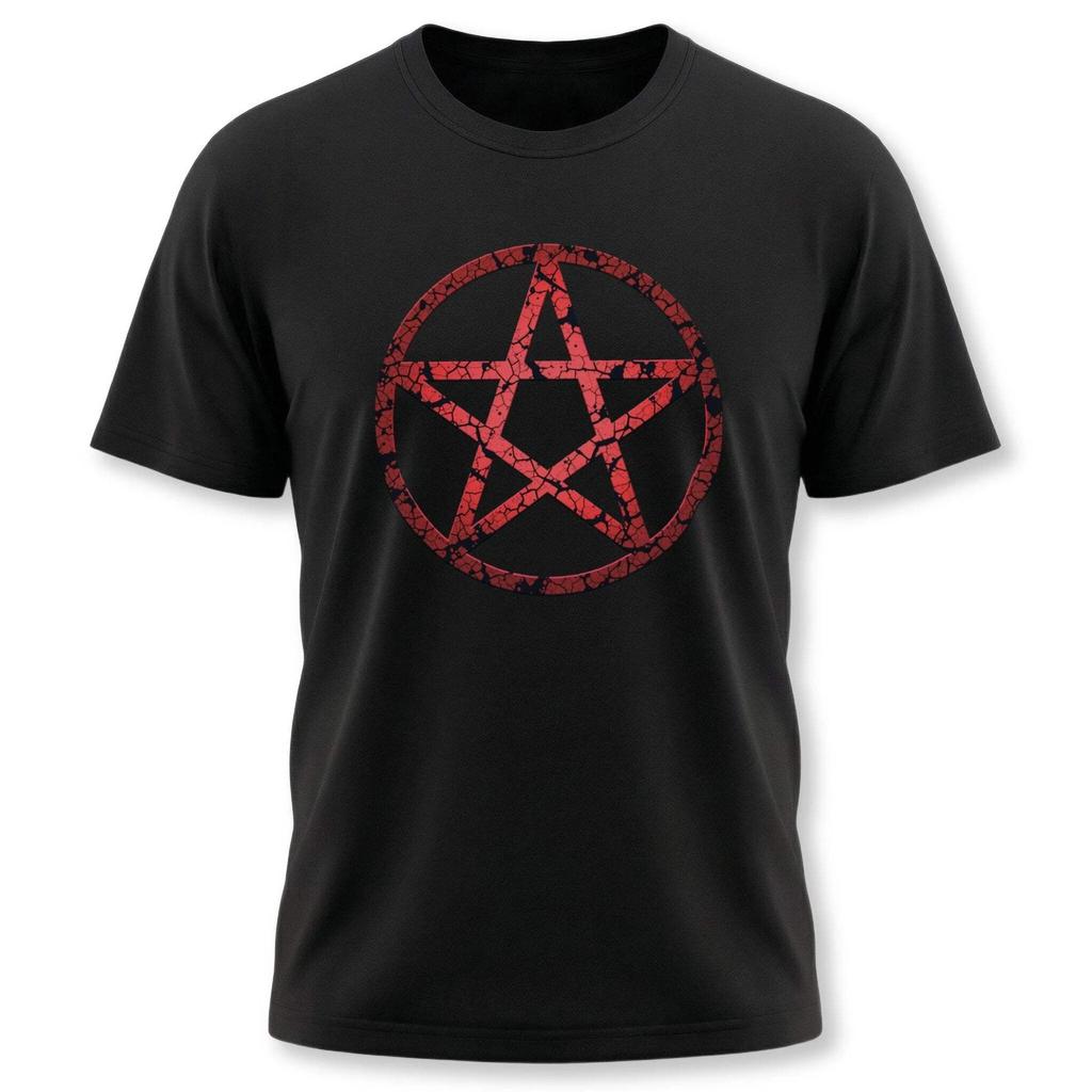 Red Pentacle Pentagram T-Shirt | Distressed Pagan Witchcraft Star Graphic Tee