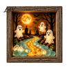 Small Halloween Figures Lighted Frame Ornaments, Light Up Shadow Box, Warm Festive Party Supplies Atmosphere LED Lights for Home Living Room