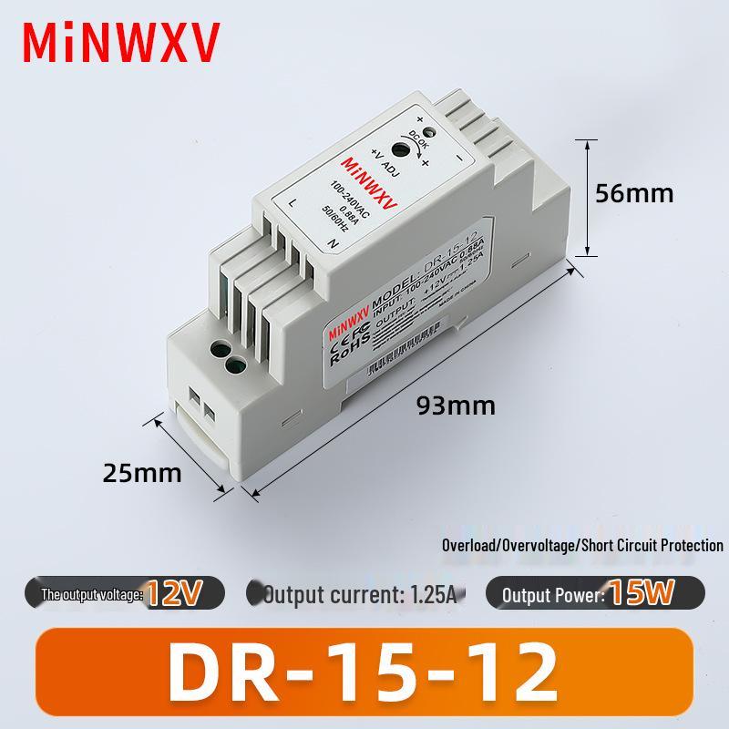 Ultra-Thin DIN Rail Mounted Power Supply, 12V/24V for Industrial Monitoring