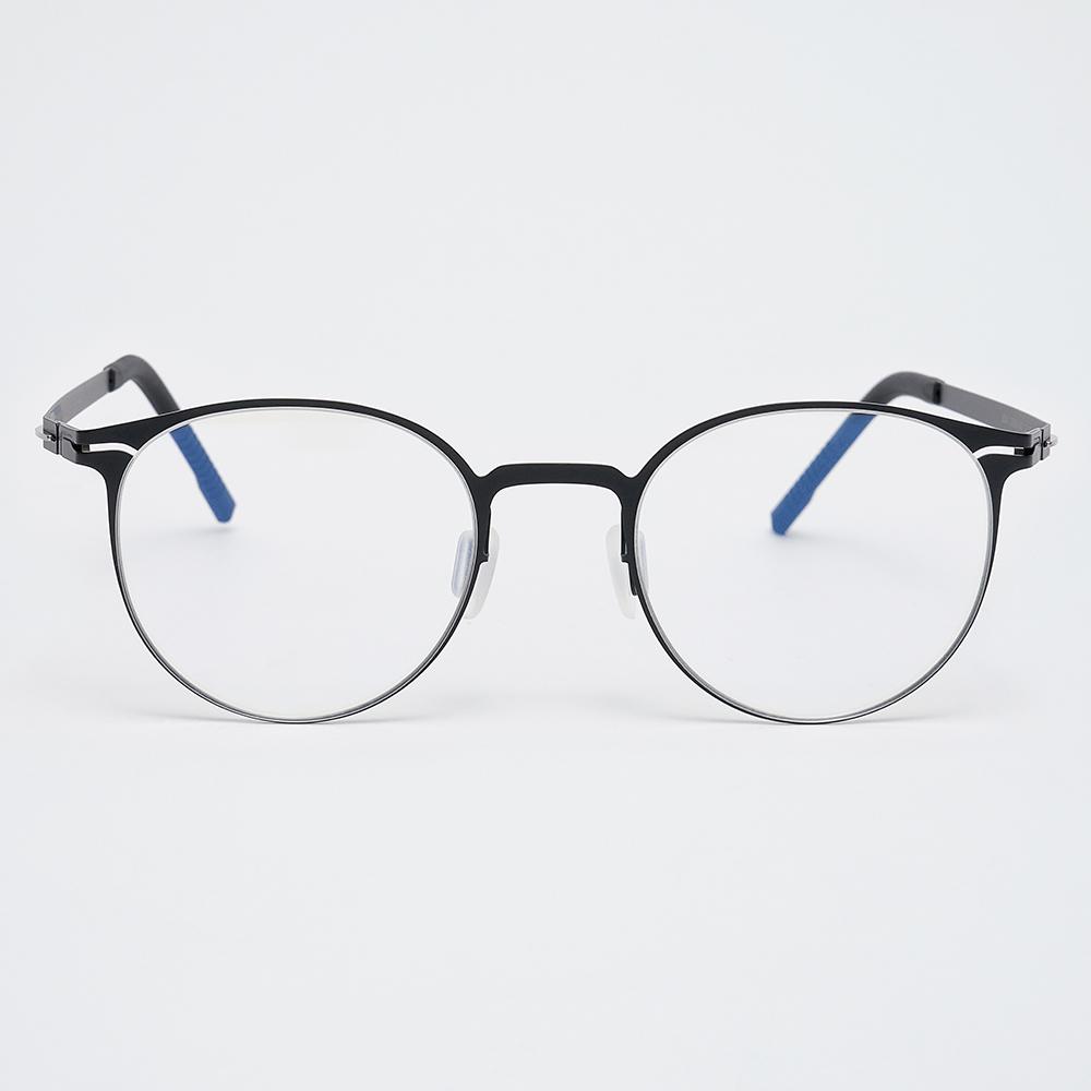 Alloaiweeo [The Air_Flat] Al8304 0909M Ultra-Lightweight Semi-Over Round Black Eyeglass Frames