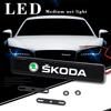 WMZW4 Car LED Emblem for Skoda Fabia 1 Rapid Octavia 2 A7 Tour RS Kodiaq Superb Kamiq Yeti Karoq Front Grille Badge Light Decoration