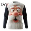 Crew Neck Sweatshirts Christmas Santa Print Sweatshirt for Men, Holiday Party Crewneck Long 3D Sleeve Top, Breathable Casual Loose Pullover