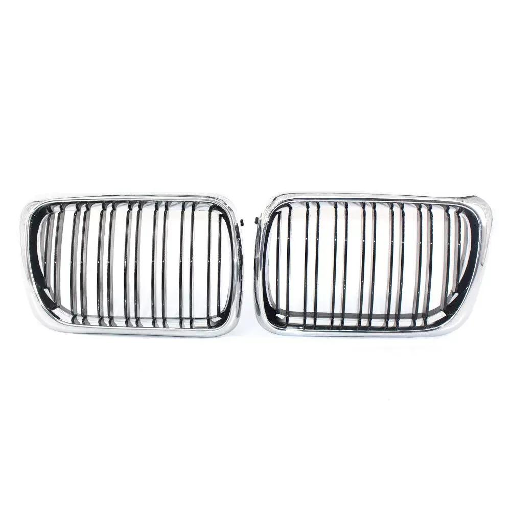 For BMW E36 3 Series 1997-1999 Car Grille Double Line Front Kidney ABS Front Hood Grill Black 51138195152 51138195151 Parts