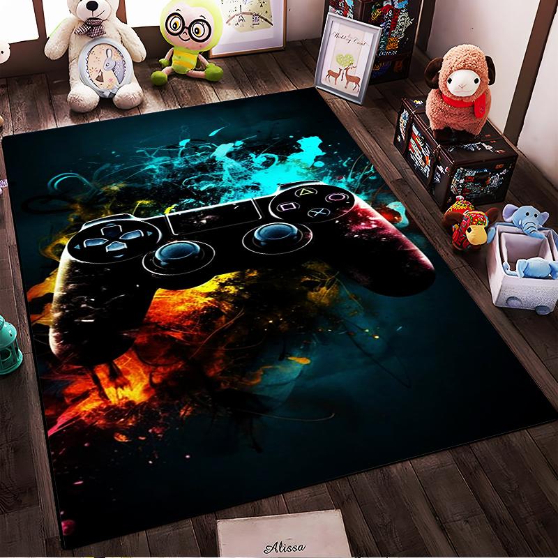 Gaming Controller Carpet with Vibrant Abstract Colors for Decor Suitable for use as an anti-slip for living room bedroom sofas